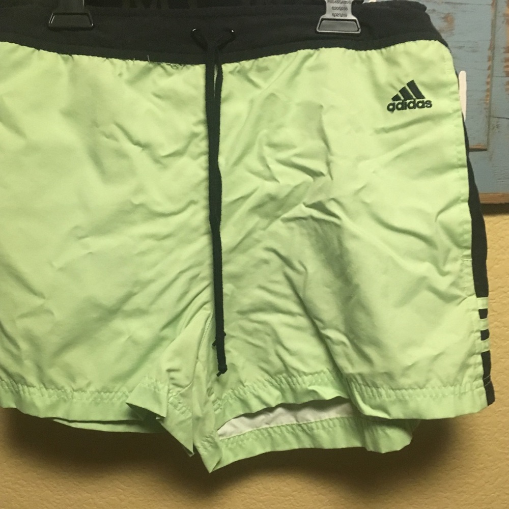 Lime green / black Adidas shorts